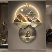 Peinture Murale en Acrylique et Cristal Gravée au Laser, Décoration LED Moderne pour Salon, Paysage Suspendu, Vente en Gros Usine