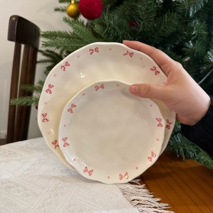 Plato de cena de porcelana de cerámica decorativa con lazo pintado a mano del fabricante de Chaozhou para café, boda, hotel para regalos - Product Image 1