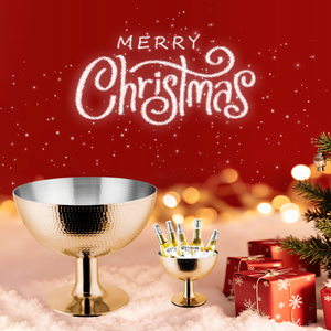 Moderno di lusso a forma di <span class=keywords><strong>calice</strong></span> oro rosa martellato vino orso refrigeratore tre oggetti in acciaio inox Punch ciotola per Hotel e Bar - Product Image 1