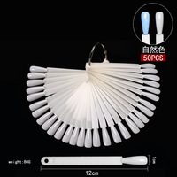 50 pièces de faux ongles d'exposition, transparents, couleur naturelle, style éventail ovale, nuancier pour vernis gel UV, palette de pratique, outil de manucure