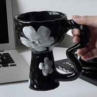 Tasse en céramique japonaise Ins tasse à café mignonne avec soucoupe tasse nordique tasse en porcelaine avec poignée pour le ménage pour le désherbage Restaurant