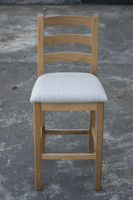 Chaise de bar d'extérieur pliable de style scandinave minimaliste de luxe en bois d'acacia massif avec dossier haut et assise en tissu pour balcon