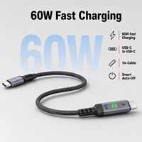 Câble USB PD 60W avec Conception Intelligente Anti-Coupure de Courant en Alliage d'Aluminium Compatible pour Ordinateur Portable, Moniteur et Téléphone Mobile