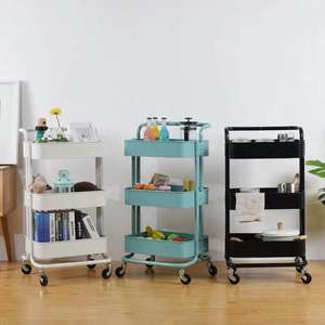 थोक नए डिजाइन 3-परत स्थायी प्रकार भंडारण रैक कार्ट बहु-उद्देश्यीय रसोई बाथरूम भंडारण ट्रॉली बहु-कार्यात्मक - Product Image 5