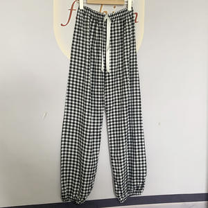 Pijama de estilo para mujer, verano, transpirable, fibra de viscosa, cintura elástica, conjunto de Pijama ligero con puños sueltos para el hogar, ropa informal - Product Image 3