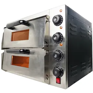 डबल लेयर कुकीज़ बनाने की मशीन इलेक्ट्रिक पोर्टेबल दो डेक पिज़्ज़ा ओवन वाणिज्यिक रसोई केक ब्रेड बेकिंग उपकरण
