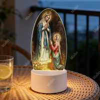 Lampe de nuit LED en acrylique Jésus, lampe de table décorative religieuse chrétienne, alimentée par USB, lumière décorative spirituelle pour la maison