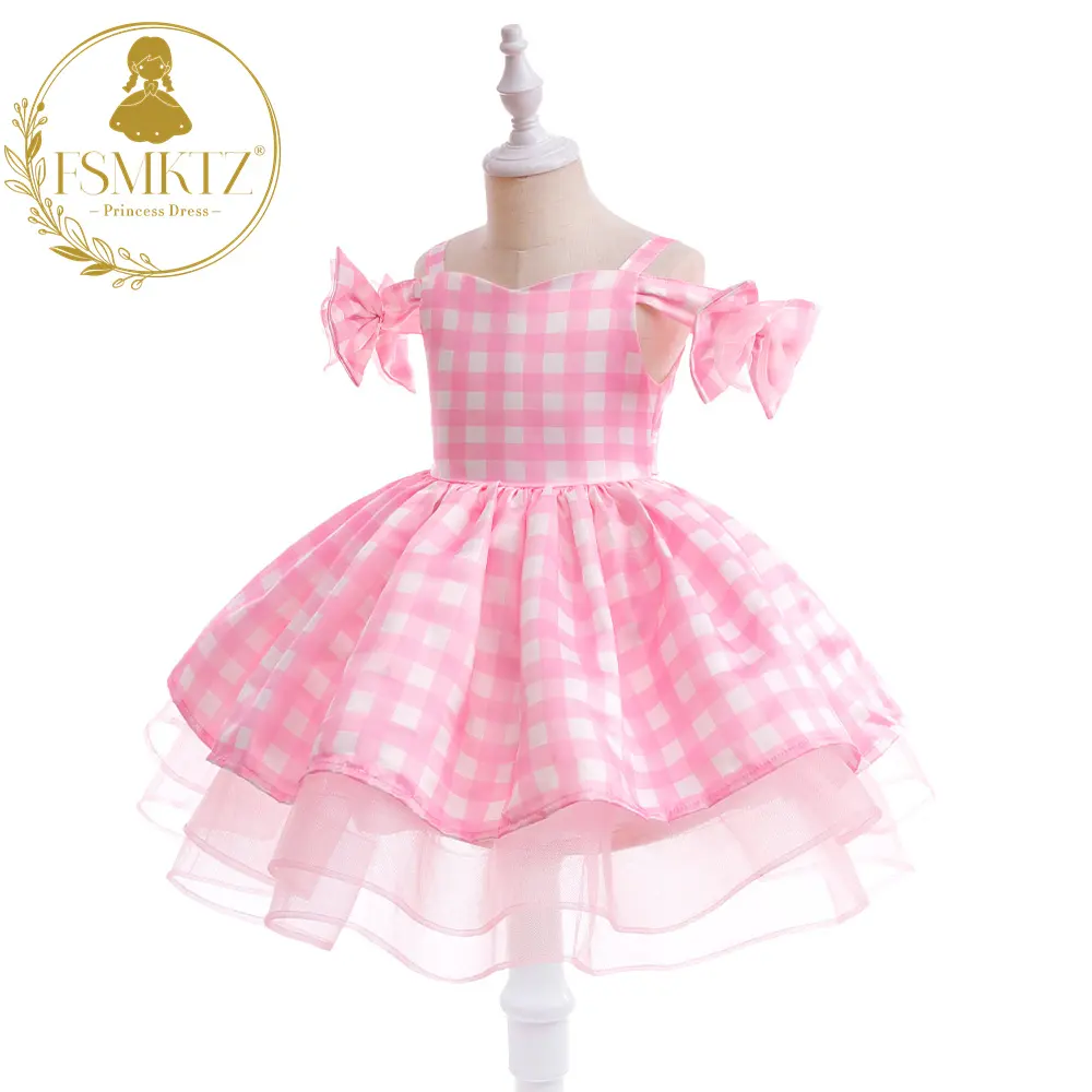 FSMKTZ Spaghetti Strap Pink Kids Dress Carton Cartoon Characters Girls Dress Cosplay Kids Daily Wear Dresses