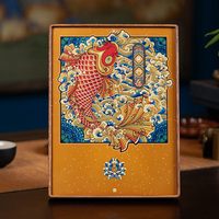 Yuyue Longmen Nouvelles décorations chinoises en laiton et bois, motif carpes koï, porte-bonheur, pour salon, cadre photo, cadeau de table, ornements de bureau