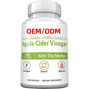 Cápsulas de vinagre de cidra de maçã cru 1500 mg, comprimidos ACV ajudam a melhorar a digestão energética e o controle de peso para mulheres