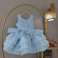 Robe de princesse en tulle à sequins avec nœud pour filles, idéale pour demoiselle d'honneur, piano, anniversaire ou spectacle