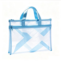 BoYing A4 PVC Clip File Folder Transparent Hand-held Zipper Digital Printing School & Study Storage Document Bag