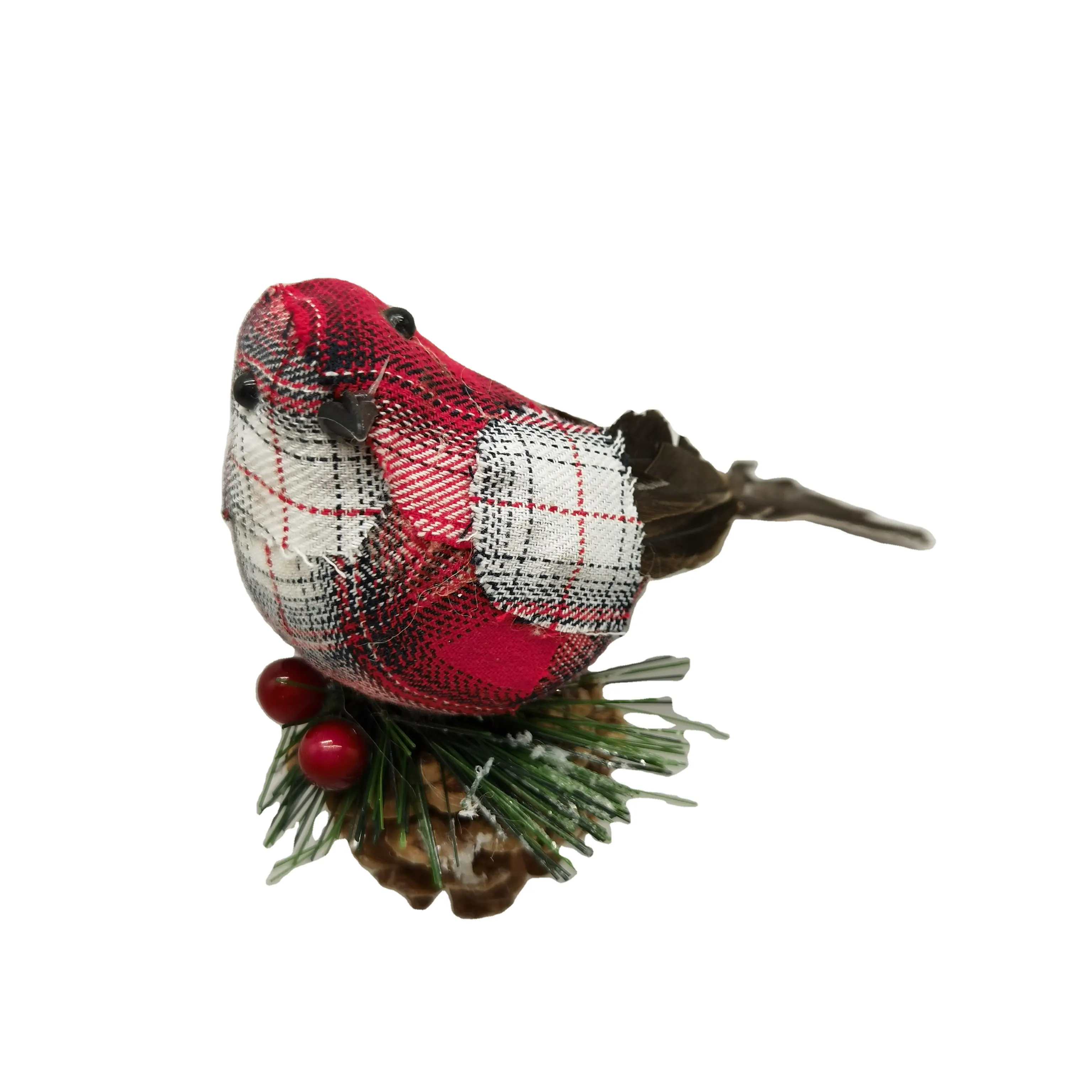 Perlengkapan Pernikahan Dekorasi Natal SYART, Ornamen Pinecone dengan Kain Burung Natal