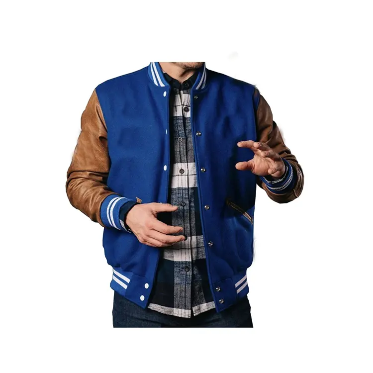 utility Oem Custom Chenille Embroidery Leather Sleeves Bomber Baseball Varsity Jackets For Men