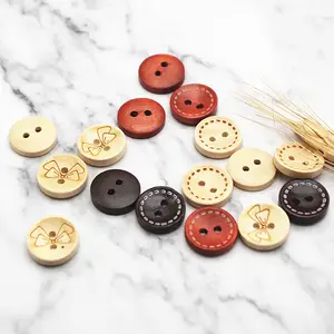 20MM Custom Butterfly 2 Holes Wooden Shirt Button For Coat Garment