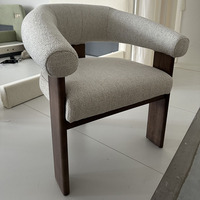 Chaises de salle à manger inclinables en bois massif, fauteuil avec siège rembourré en lin, design moderne pour usage domestique et commercial