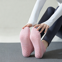 Chaussettes de yoga en coton antidérapantes personnalisées, chaussettes courtes respirantes en maille, chaussettes de fitness Pilates