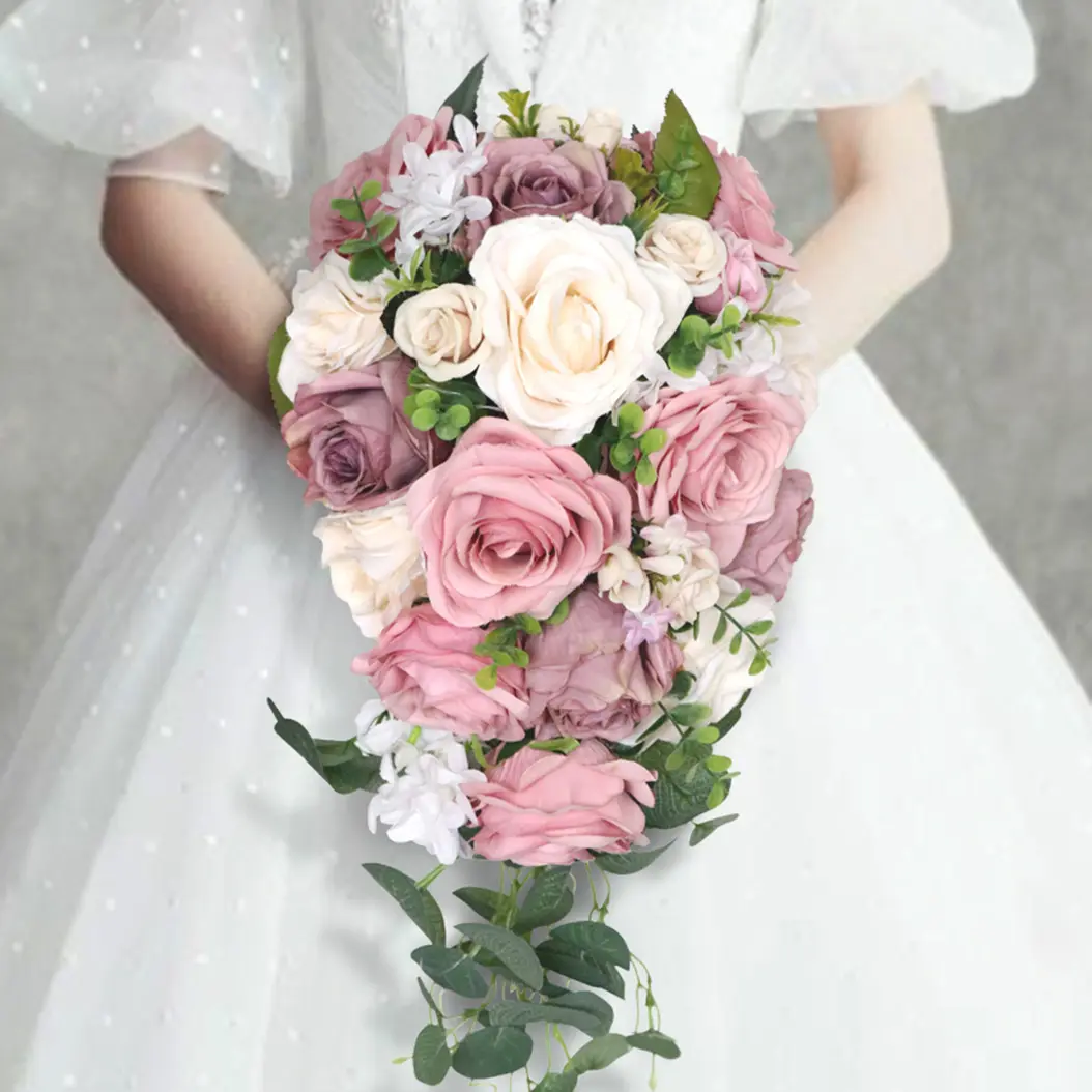 Artificial Floral Wedding Decoration Silk Rose Bouquets Flower Bridal Bouquet