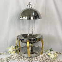 Plats de service de luxe pour réceptions de mariage, chauffe-plats ronds en fer doré pour buffet et traiteur