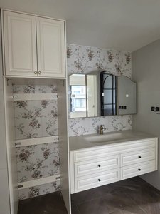 <span class=keywords><strong>Mobile</strong></span> <span class=keywords><strong>Bagno</strong></span> Sospeso in Legno Massello Stile Rustico Americano Vintage con Finitura Distressed Personalizzata e Vano Contenitore - Product Image 4