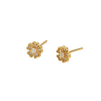 Romantische 18K Vergoldete S925 Silber Blumen Zirkon Ohrstecker 925 Sterling Silber Florale Ohrringe