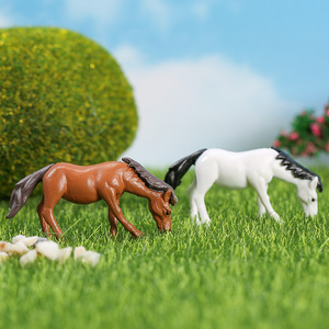 Figurines de chevaux et poneys miniatures en PVC, blanches et brunes, décorations de jardin intérieures et extérieures - Product Image 4