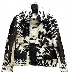 <b>Men</b> Cowhide Leather Jacket Fur Print Windproof Waterproof Breathable Casual Outerwear OEM Custom - Product Image 3