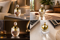 Brûleur d'encens en cristal K9 en forme d'œuf, avec couvercle creux en forme de lune dorée, facettes en nid d'abeille, support d'aromathérapie, luxe, zen, religieux, fait main