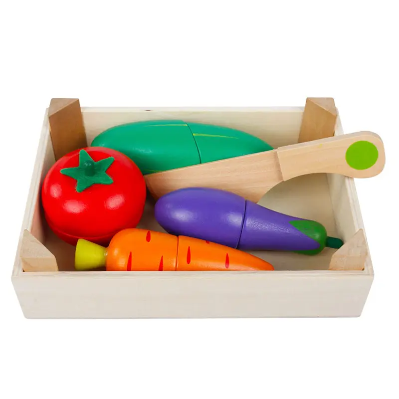 Komiki Diy Set mainan buah kayu anak-anak, mainan sayuran kayu untuk anak-anak