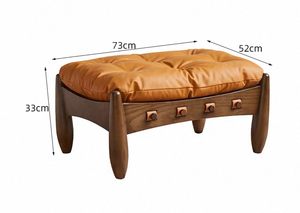 เก้าอี้เลานจ์หนังสีน้ำตาล, เก้าอี้โซฟาเดี่ยวเก้าอี้ห้องนั่งเล่นเก้าอี้ไม้ - Product Image 5