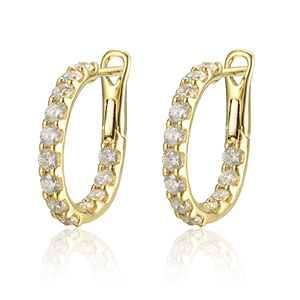 Boucles d'oreilles de luxe en or 14 carats plaqué or avec diamants de laboratoire cultivés pour hommes et femmes, pour mariage, fête, qualité VVS-VS - Product Image 1