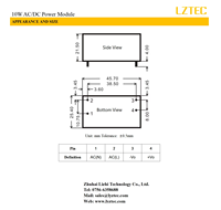 Module d'alimentation convertisseur AC-DC LZTEC Série LD10-23B15R2-M 10W vers 5V/12V/15V/24V