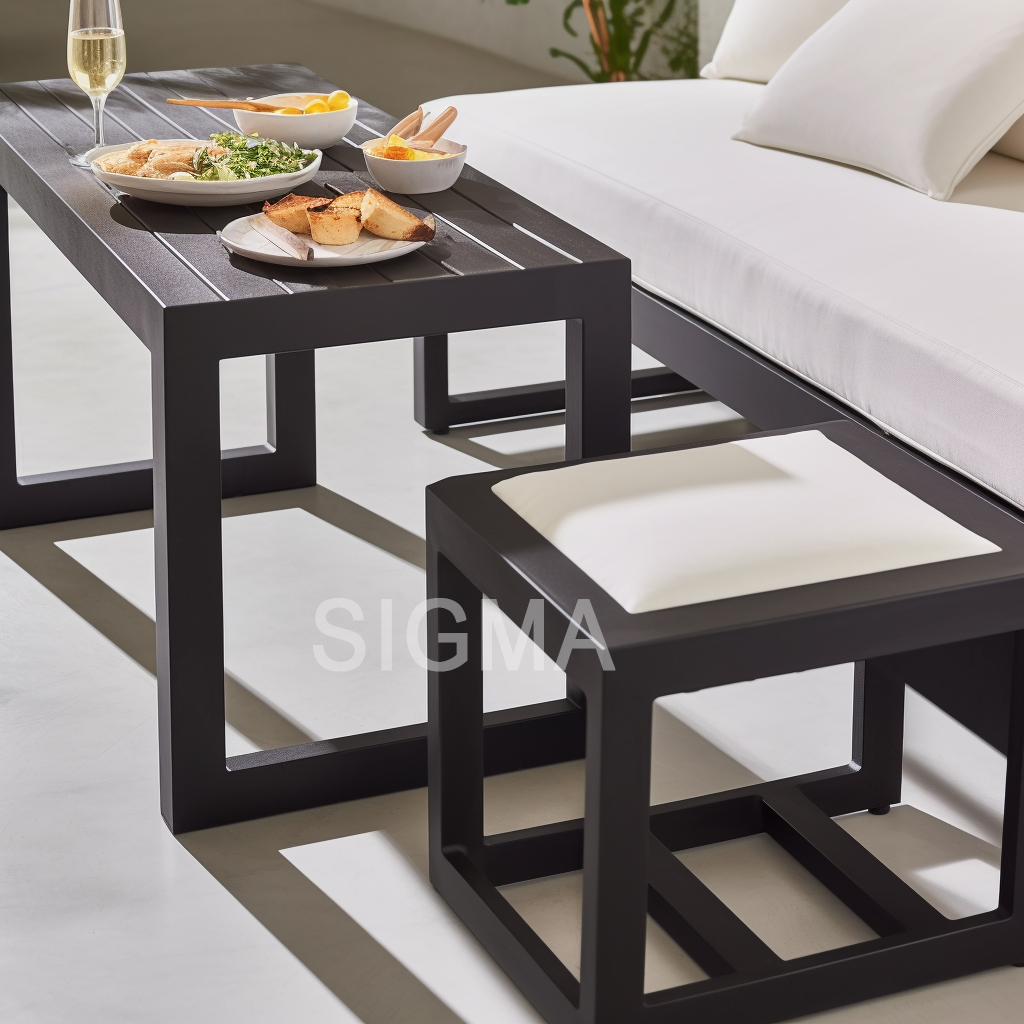 Wholesale New Design Garden Furniture Set Outdoor Patio Solid Aluminum Soft Cushion Chair Dining Table 4 6 8 Seater