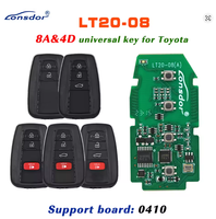 Llave Inteligente Universal Lonsdor LT20-08 para Toyota y Lexus con Chip 8A+4D, Compatible con K518ISE, K518S, KH100+, Placa de Soporte 0410 y Control Remoto