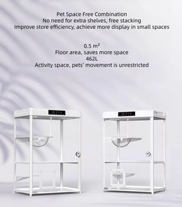 USMILEPET Cabine intelligente de luxe <span class=keywords><strong>pour</strong></span> animaux de compagnie de grande race, espace à double étage, système d'air frais, caméra, toutes saisons, contrôlable via - Product Image 2