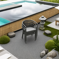Chaises de salle à manger en tube d'aluminium empilable 600*570*780mm Chaises d'extérieur peu encombrantes avec dossier tissé en corde pour patio et jardin