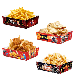 Xindeli TP004 Movie Night Theme Custom Printed Fast Food Packaging Disposable Paper Tray for Party Supplies