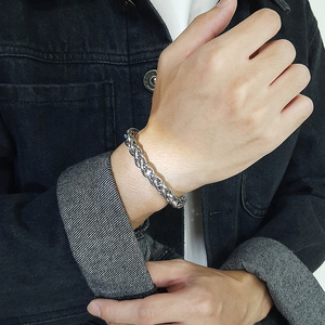 Bracciale semplice in acciaio inox con cesto di fiori da 8MM in <span class=keywords><strong>argento</strong></span> Hip Hop alla moda con Link cubano braccialetto 2024 collana alla moda <span class=keywords><strong>uomo</strong></span> - Product Image 6