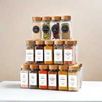 Frascos de Vidrio para Especias de 4oz, Cuadrados, Vacíos, con Tapas Dosificadoras y Cubierta Hermética de Bambú Acacia, ¡Gran Venta!
