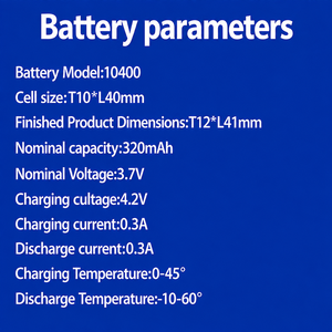 แบตเตอรี่ลิเธียมไอออน BLUSENERGY 10400 ความจุ 320mAh 3.7V สำหรับอุปกรณ์อิเล็กทรอนิกส์สำหรับผู้บริโภค - Product Image 5
