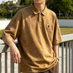 Camiseta Polo para Hombre con Bordes Blancos Deslavados, <span class=keywords><strong>Cuello</strong></span> Redondo, Manga Corta, Marca de Moda, Logotipo Hartt - Product Image 4