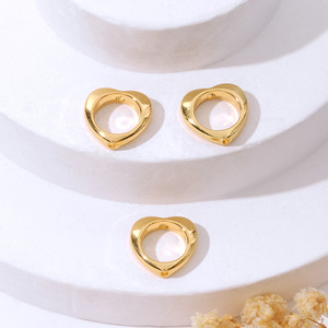 แหวนลูกปัดแบบกึ่งปิดสองรู, สร้อยข้อมือ DIY ประดับดาวและหัวใจชุบทอง 18K, แหวนลูกปัดสีทอง, D54 - Product Image 4