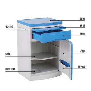 Hospital Ward ABS Bedside Table With <b>Wheels</b> Wood Grain Finish Bedroom Storage Cabinet For Medical Use - Product Image 2
