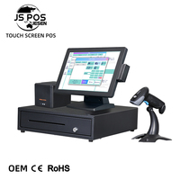 JesenPOS Écran tactile double 15/15,6 pouces 8G/16GB RAM Bluetooth/Wi-Fi Garantie de 2 ans Système de point de vente rapide pour la vente au détail et les restaurants