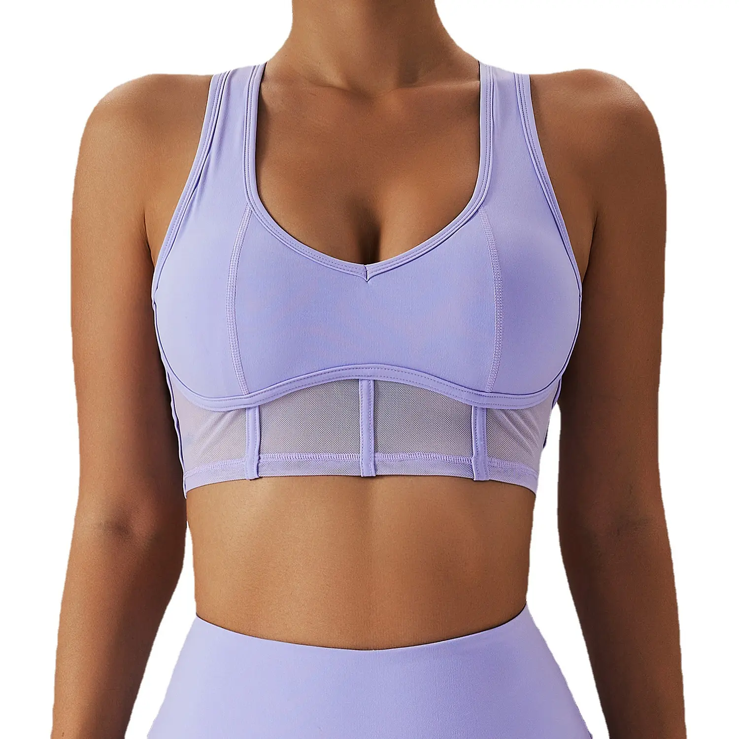 Quick-drying cloud mesh breathable yoga bra top shockproof nude feeling fitness vest running sports underwear