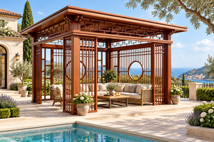 Pabellón de Aleación de Aluminio New Direction, Gazebo de Cuatro Esquinas Impermeable de Estilo Chino Moderno para Exteriores - Product Image 1