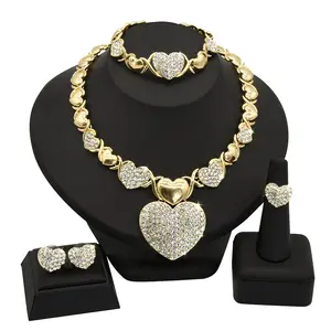 Wholesale Wedding 24K Gold Jewelry Necklace Bracelet Earrings Ring Jewelry Set