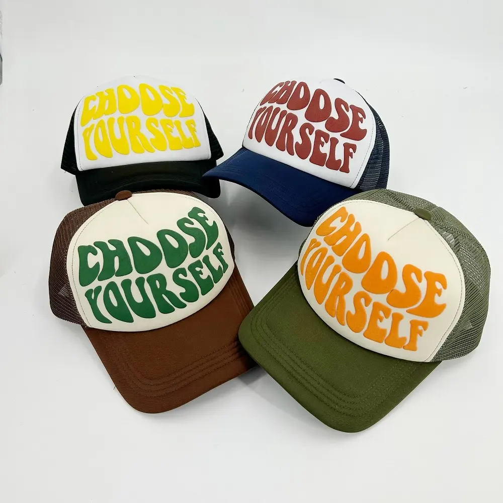 Custom 3D Puff Printing trucker hat Screen Printing polyester Foam trucker cap polyester