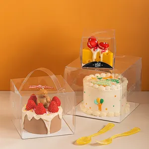 صندوق بلاستيكي شفاف لحمل الكعك من Zhenxiong, صندوق بلاستيكي شفاف لحمل الكعك مع غطاء ، أحجام مختلفة ، تعبئة وتغليف للحلوى ، صندوق من الأسيتات لتثبيت الكعك والحيوانات الأليفة