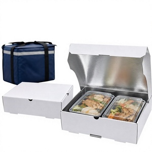 Boîte alimentaire rectangulaire en carton blanc avec doublure en aluminium, emballage auto-érectile portable pour la livraison de repas - Product Image 4